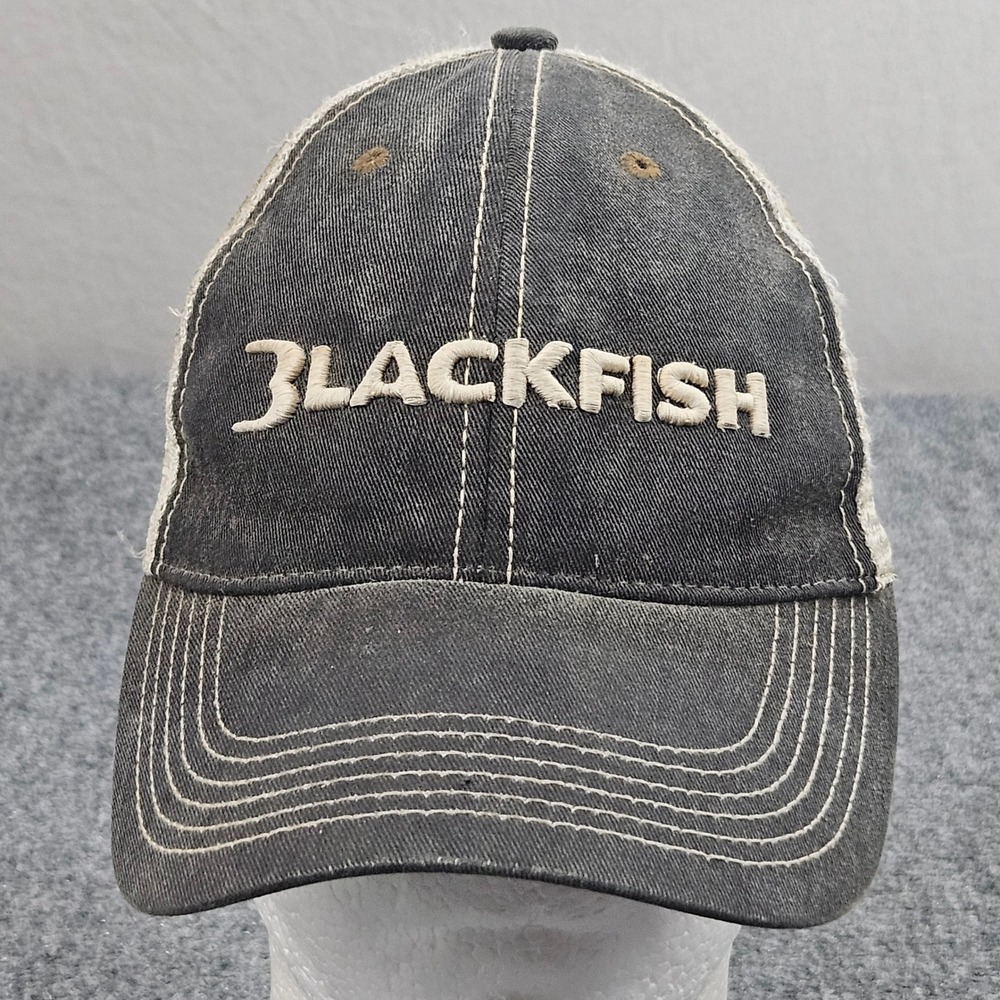Blackfish‎ Trucker Hat Mens OSFA Gray Distressed Mesh Snapback Fishing Outdoor